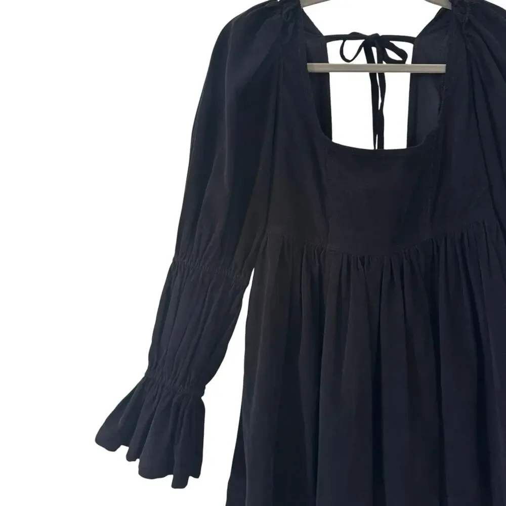 Anthropologie Pilcro Square-Neck Corduroy Babydoll Mini Dress Black Size XS - Picture 7 of 10